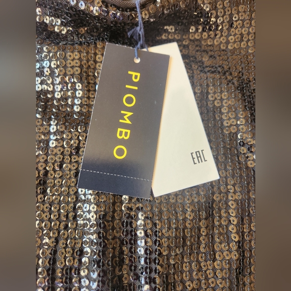 NWT Piombo Black Sequin Midi Skirt - Picture 3 of 5